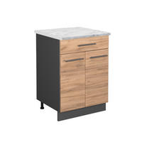 KÜCHENUNTERSCHRANK Fame-Line Goldkraft Eiche 60 cm mit Schublade AP Marmor - Honigeiche/Anthrazit, Holzwerkstoff (60/82/60cm) - Vicco