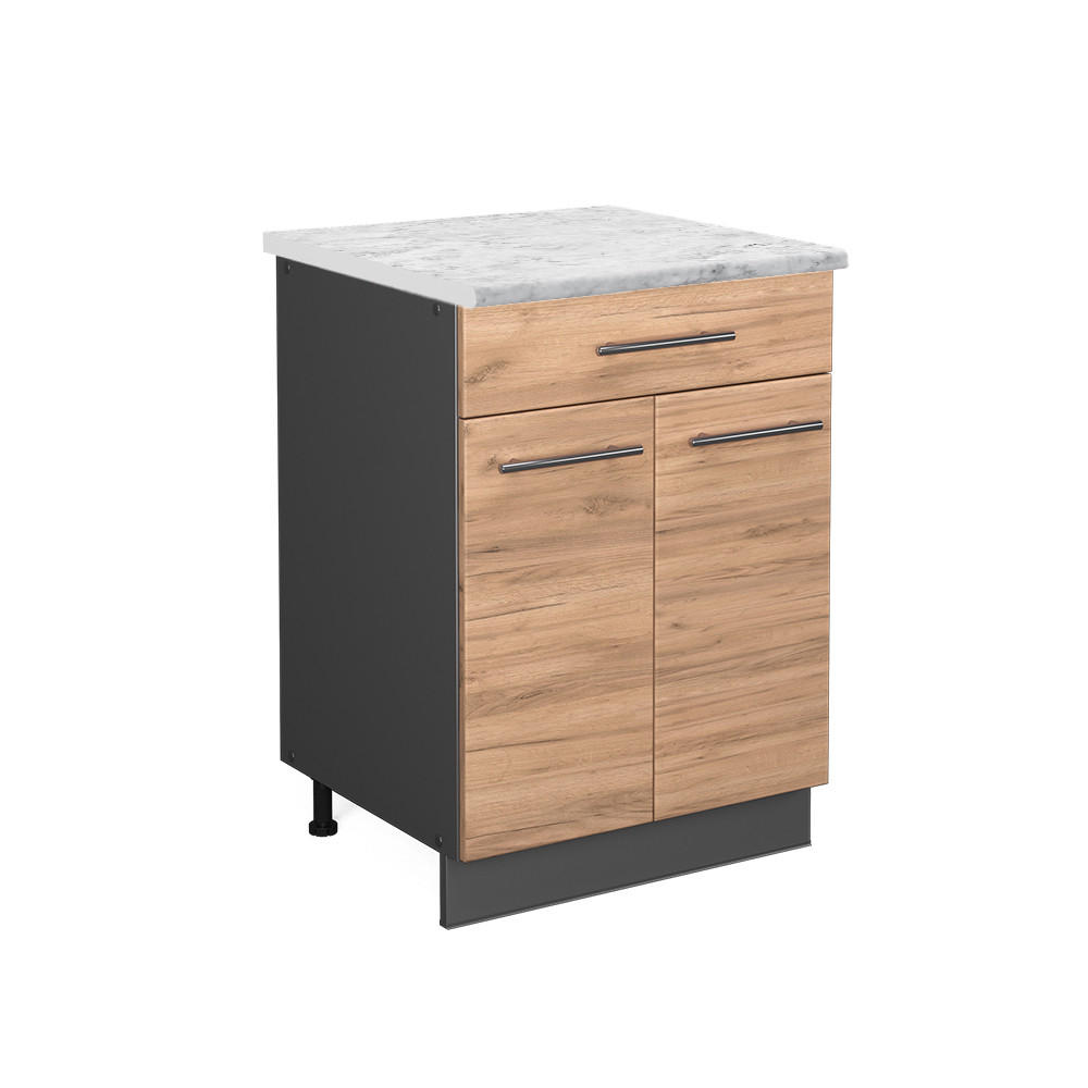 Vicco KÜCHENUNTERSCHRANK Honigeiche, Anthrazit 60cm × 60cm × 82cm