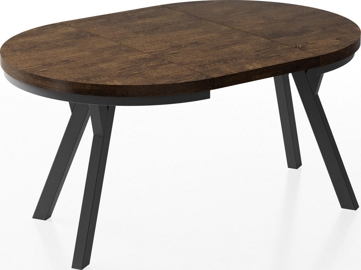ESSTISCH Lume runder ausziehbarer, Lefkas Eiche 100-150/100/76 cm - Alteiche/Schwarz, Holz/Holzwerkstoff (100/100/76cm) - WFL GROUP