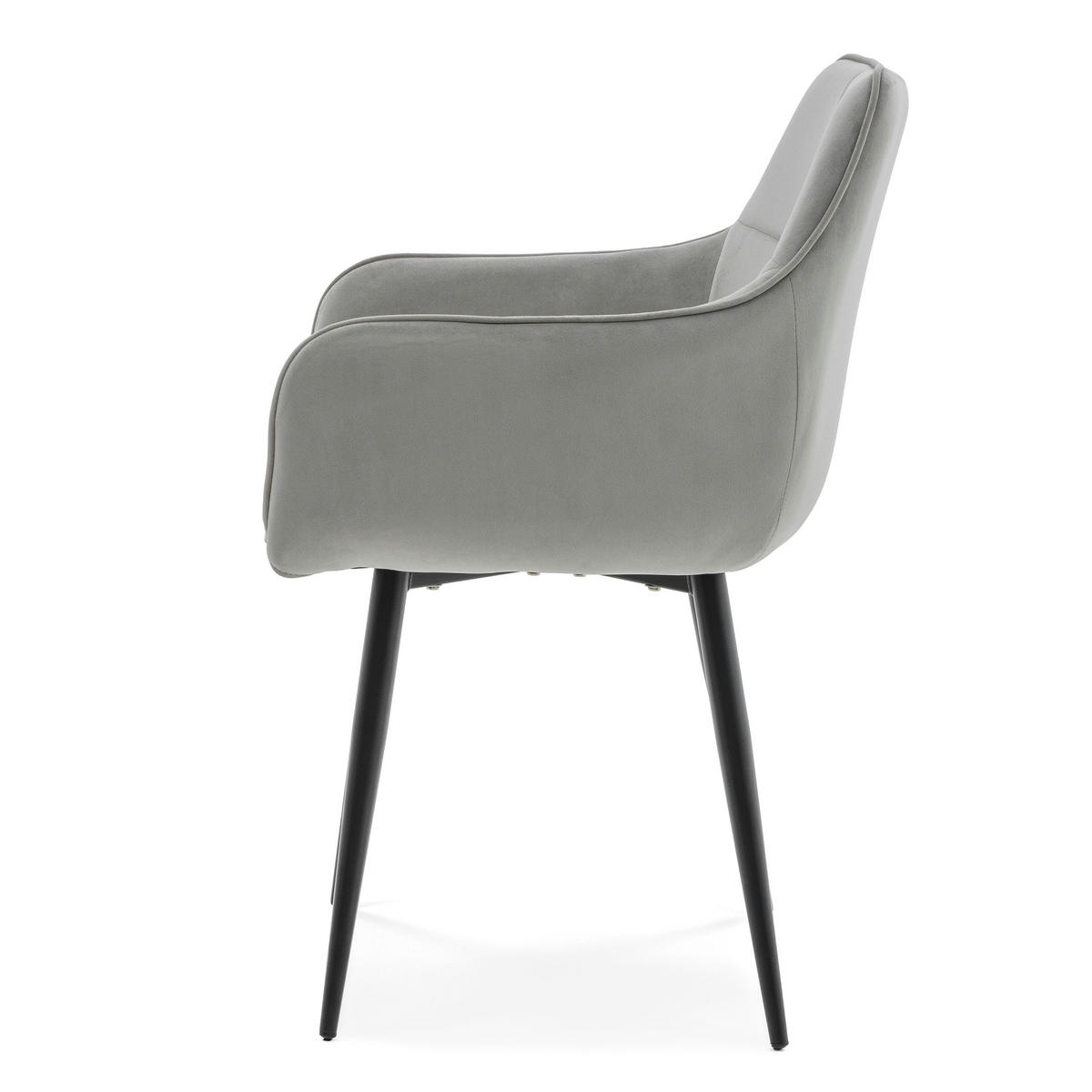 STUHL QUATTRO gepolstert mit Steppung - hellgrau - Samt Velours - Hellgrau/Schwarz, Textil/Metall (58/88/58cm) - NEW HOME