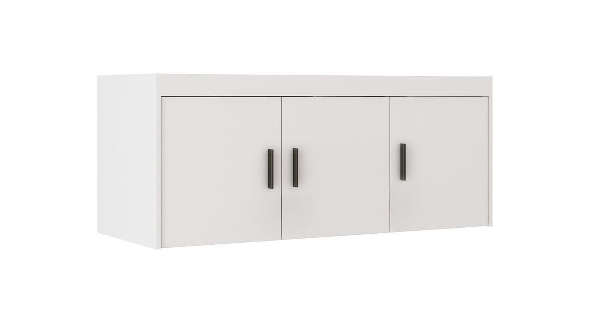 AUFSATZSCHRANK Storicos Weiß 133/55,5/53 cm - 3T Modern - Weiß, Holzwerkstoff/Kunststoff (133/55/53cm) - AX Living