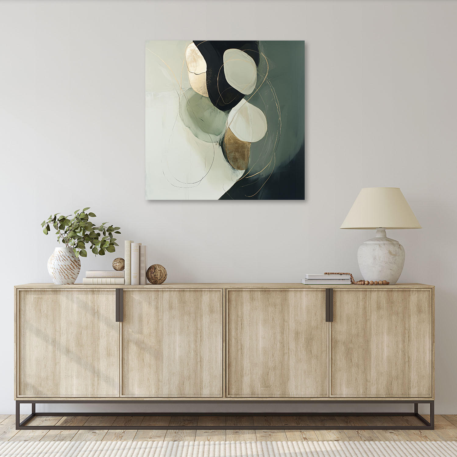 LEINWANDBILD Abstrakte grüne Farbspritzer 60x60cm - Grün, Textil (60/60cm) - Feeby