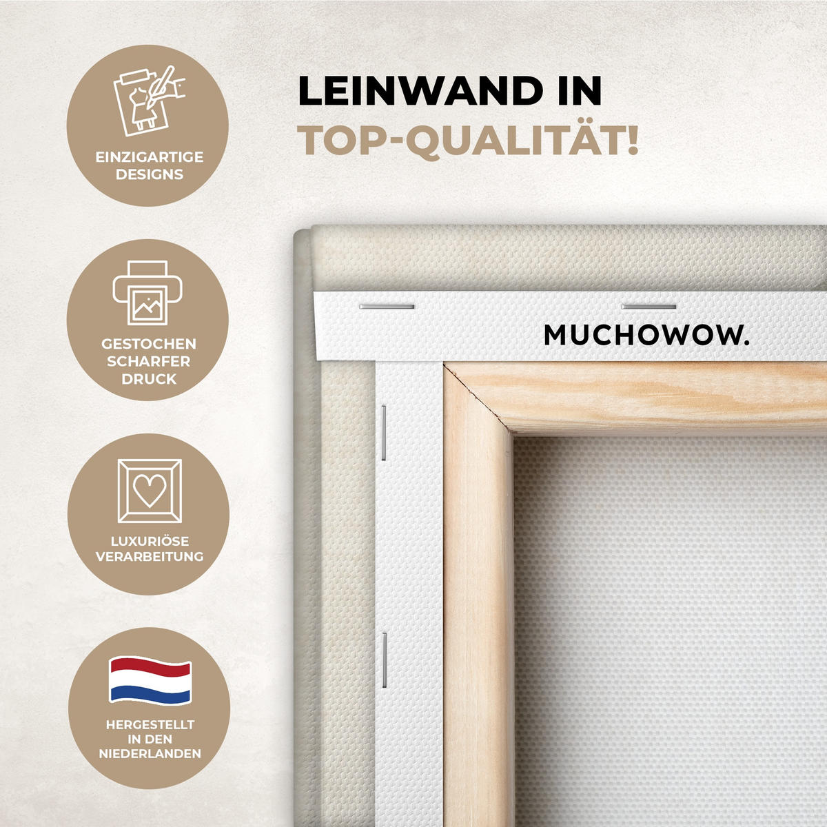 LEINWANDBILD Japandi - Bambus - Beige 30x40 cm - Eukalyptusholzfarben, Textil (30/40cm) - MuchoWow