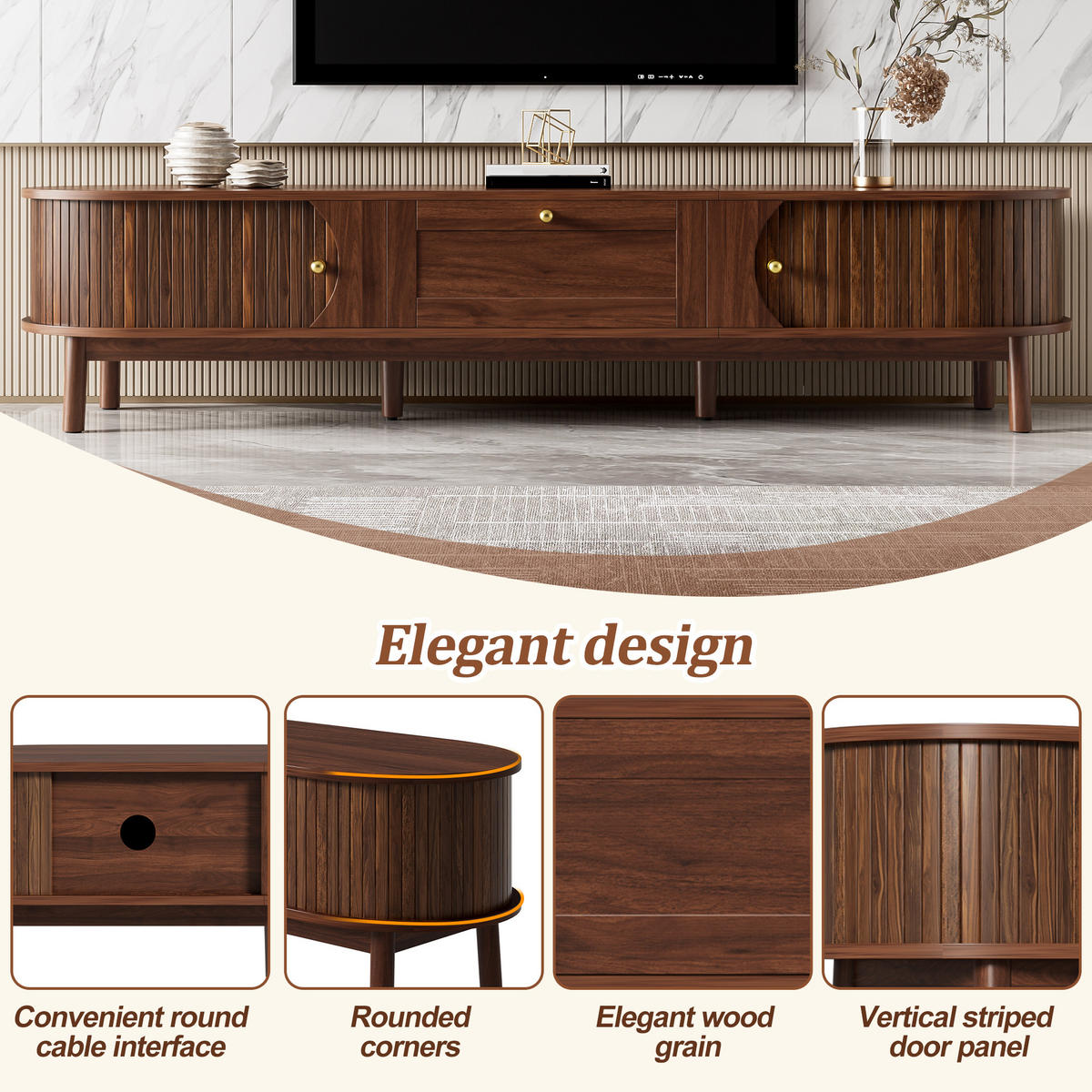 TV-LOWBOARD Nussbaumfarben 170/39.5/38 cm - Walnussfarben, Holzwerkstoff (170/38/39.5cm) - PANGIVO