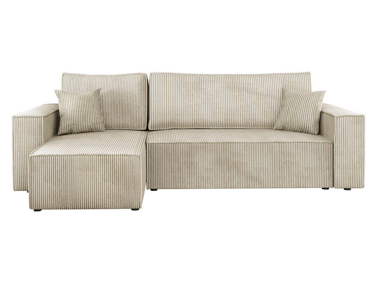 ECKSOFA Karl Cord - Schwarz/Naturfarben, Holz/Kunststoff (244/145cm) - MIRJAN24