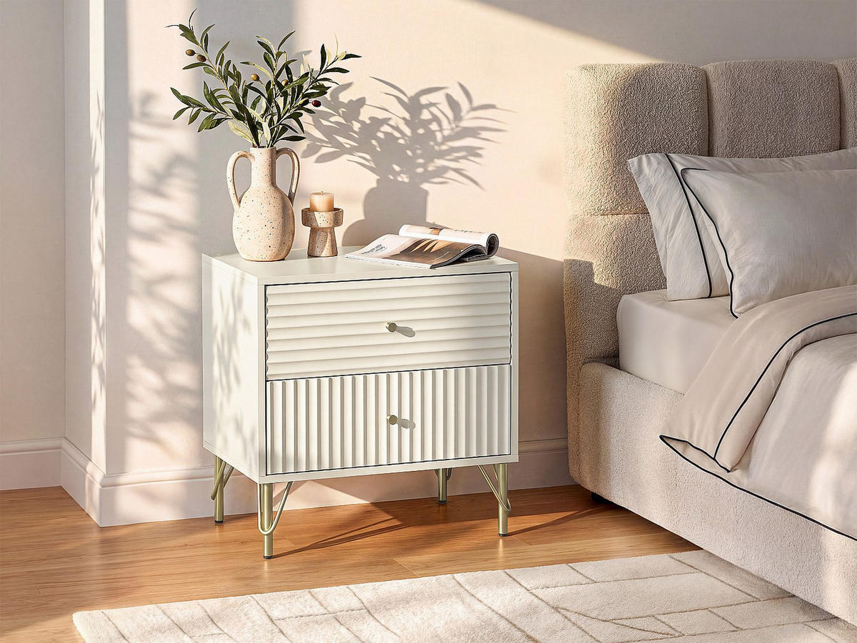 NACHTTISCH - 55 x 40 - holz - beige Loureo - Beige, Holz (55/58/40cm) - Vente-Unique
