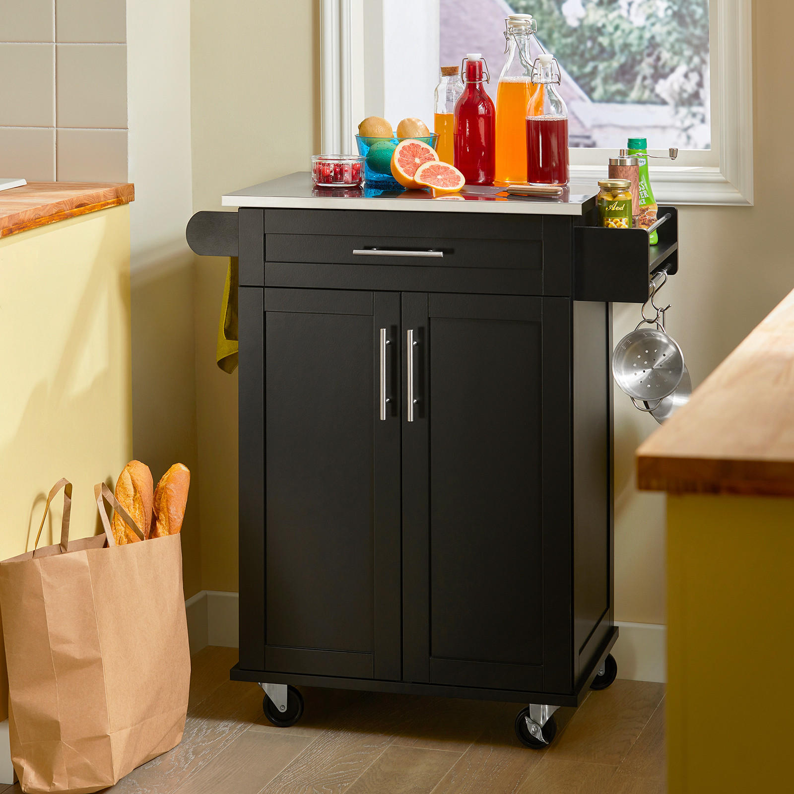KÜCHENWAGEN Schwarz - Schwarz, Holz/Holzwerkstoff (83/90/46cm) - SoBuy
