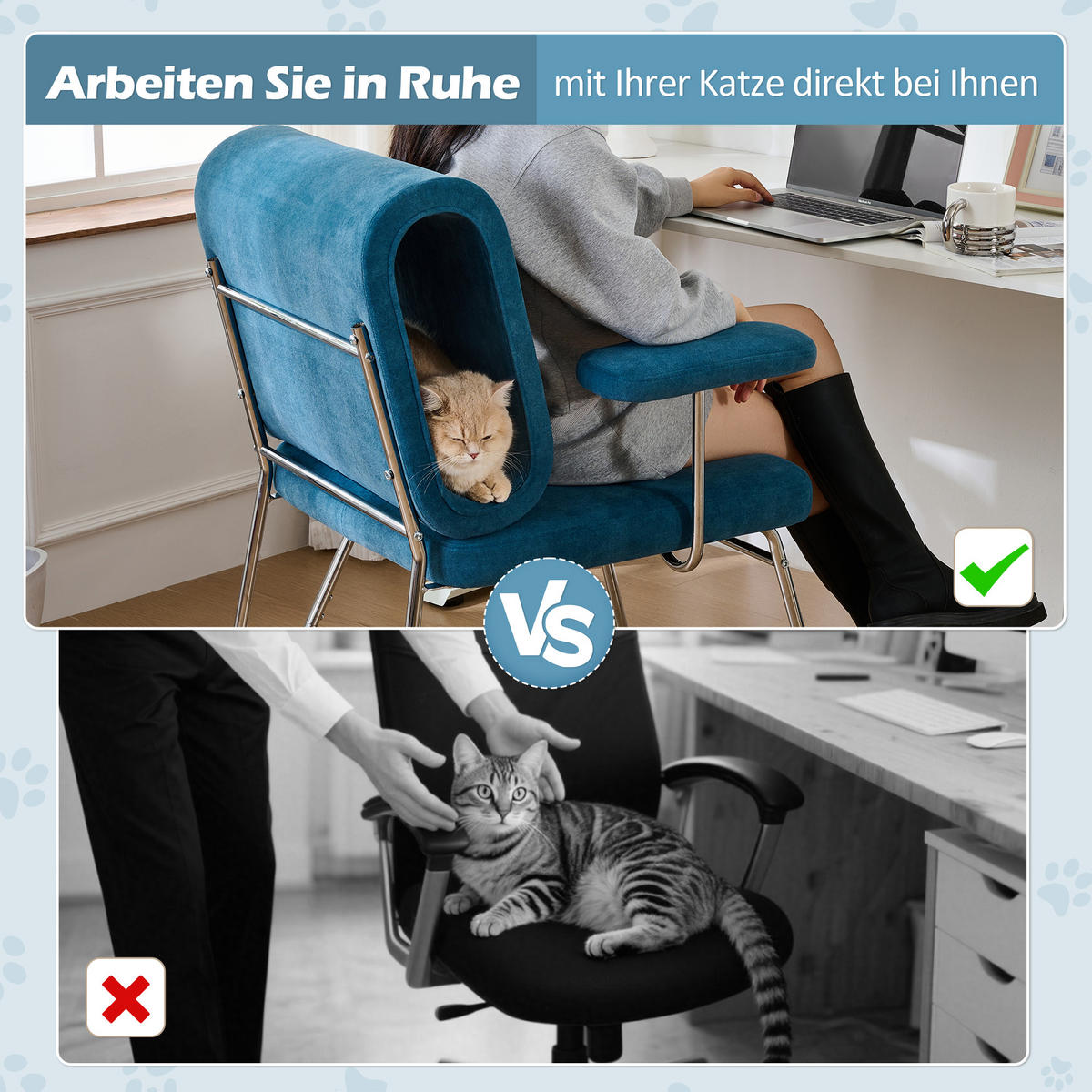 BÜROSTUHL aus Stoff mit Katzenhöhle in der Rückenlehne 77/70/89 cm Blau - Blau, Textil (70/89/77cm) - Redom