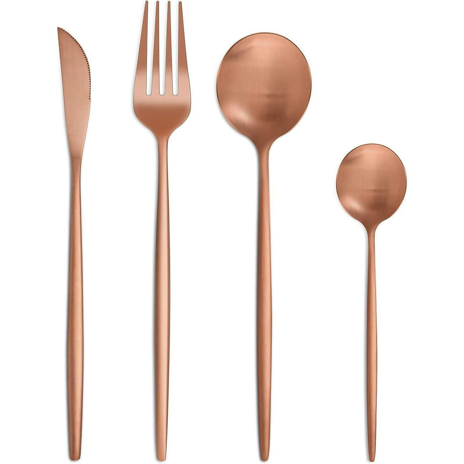 BESTECKSET 24-teilig Roségold Edelstahl - Bronzefarben, Metall