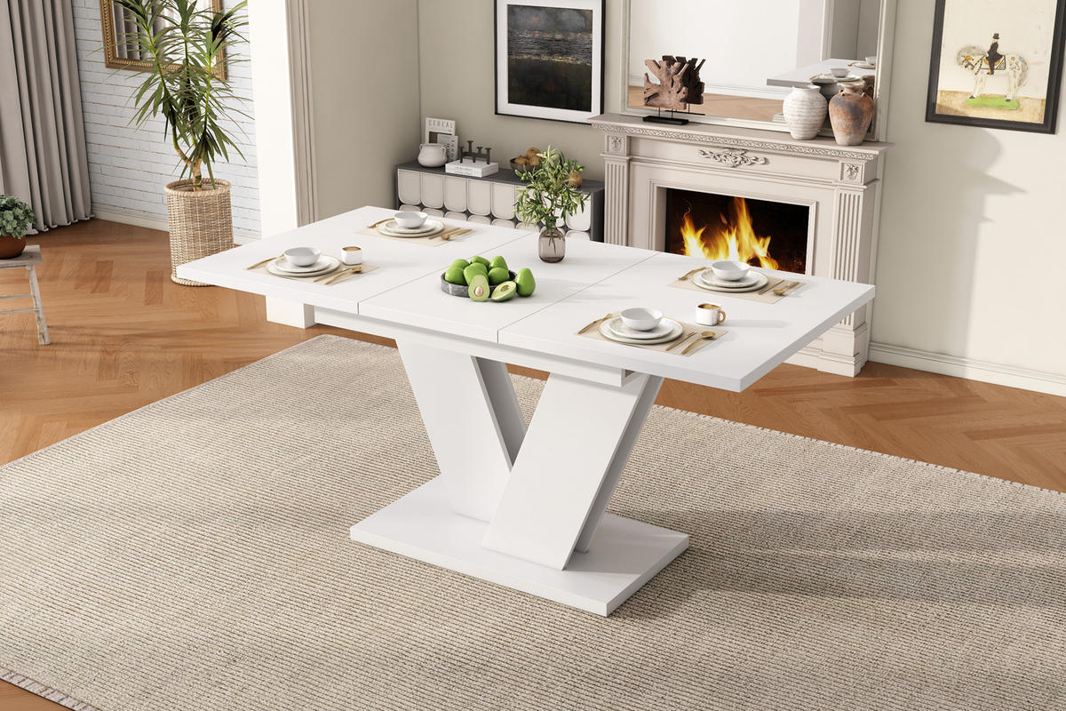 AUSZIEHTISCH Weiß 120-160/80/75 cm - Weiß, Holz (80/160/75cm) - PANGIVO