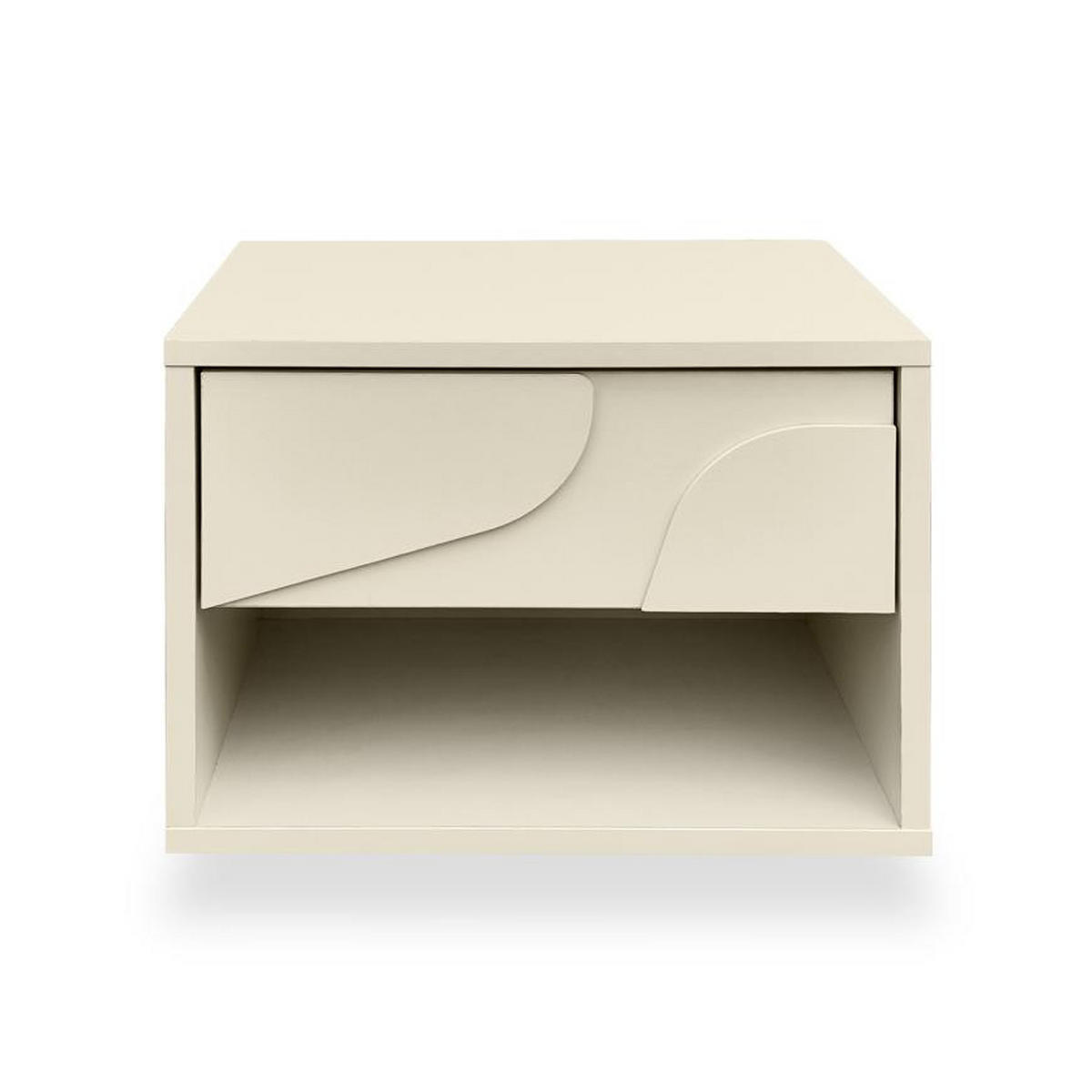NACHTTISCHE 2er-Set schwebend beige mit je einer Schublade, Melamin-Oberfläche, FLORA - Beige, Holzwerkstoff (40/30/30cm) - Casanoov