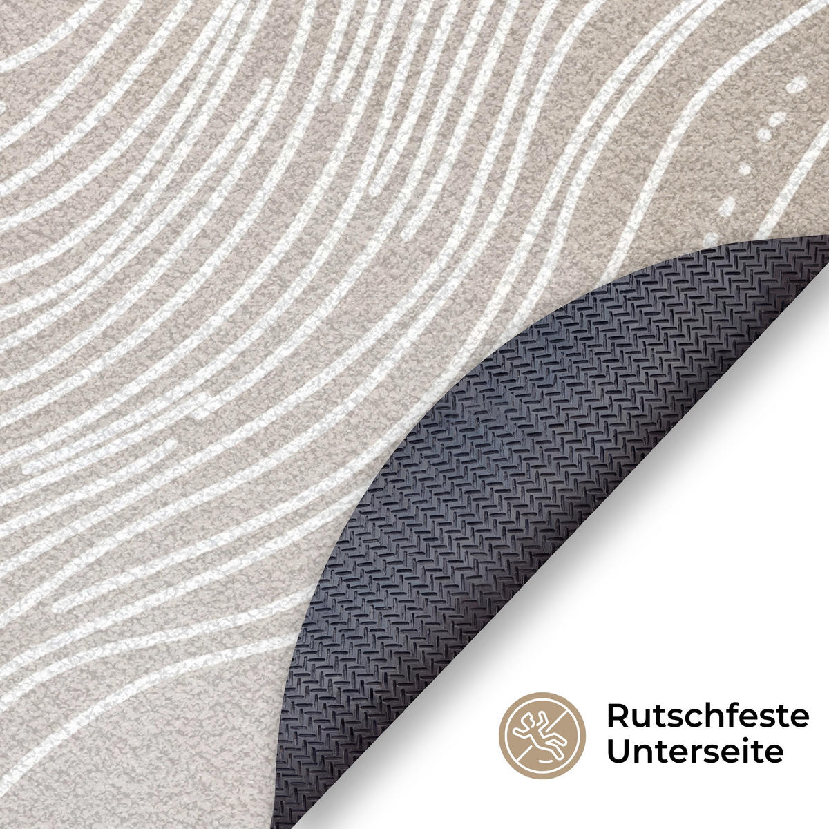 ROHOŽKA Vlnité linie - Plynulé - Pískové barvy 90x90 cm - béžová, textil/umělá hmota (90/0.4cm) - MuchoWow