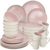 KOMBISERVICE Mare, ineinander stapelbar, rosa - Rosa, Keramik (26.5/2.5/26.5cm) - tectake