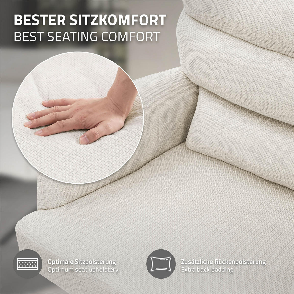 ESSZIMMERSTUHL 2er Set drehbar Beige Stoffbezug - Beige/Schwarz, Textil/Metall (64.5/93/64cm) - ML-DESIGN