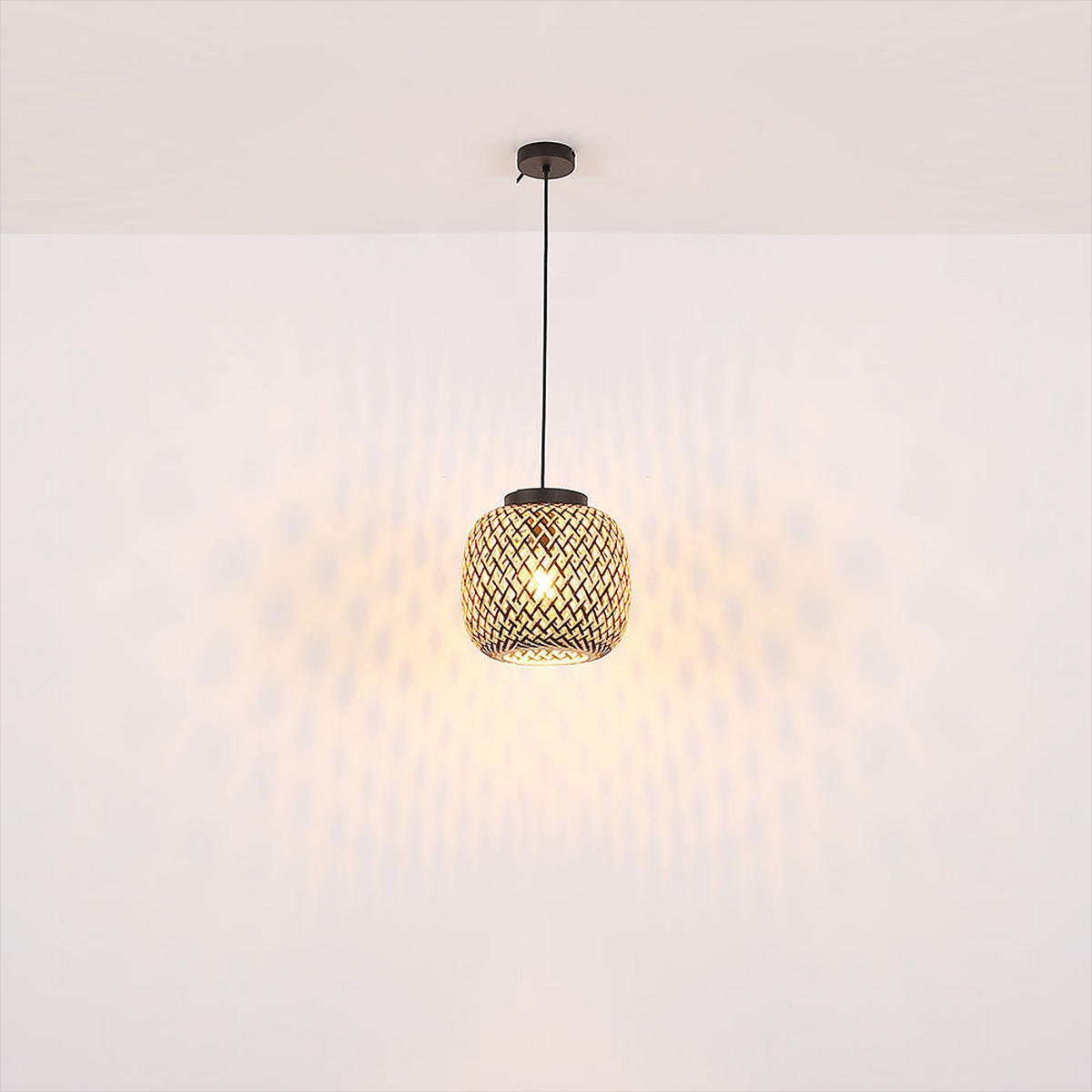 HÄNGELEUCHTE Metall Bambus Braun - Braun, Holz (30/30/120cm) - Globo Lighting