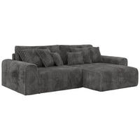 ECKSOFA ELARA L Grau Cord - Schwarz/Grau, Kunststoff/Textil (278/192cm) - MKS