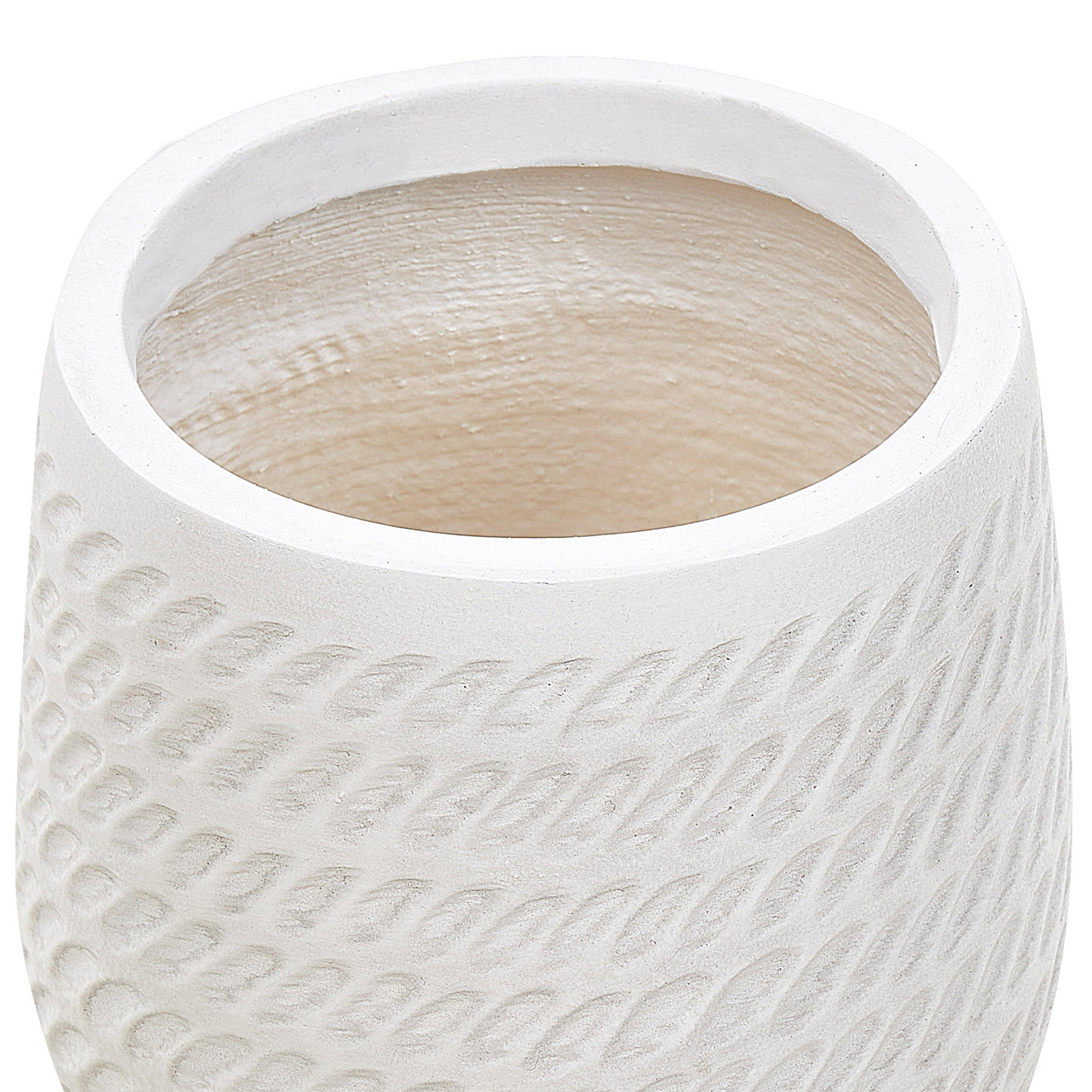 BLUMENTOPF cremeweiß rund 19/19/22 cm Livadia - Weiß, Naturmaterialen (22cm) - Beliani