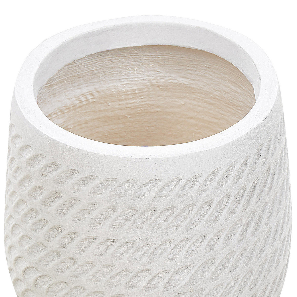 BLUMENTOPF cremeweiß rund 19/19/22 cm Livadia - Weiß, Naturmaterialien (22cm) - Beliani