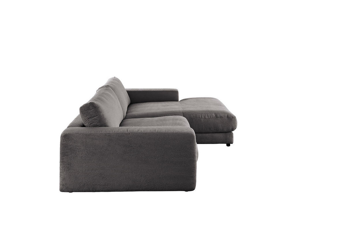 ECKSOFA MADELINE Grau Cord - Schwarz/Grau, Kunststoff/Textil (270/190cm) - KAWOLA