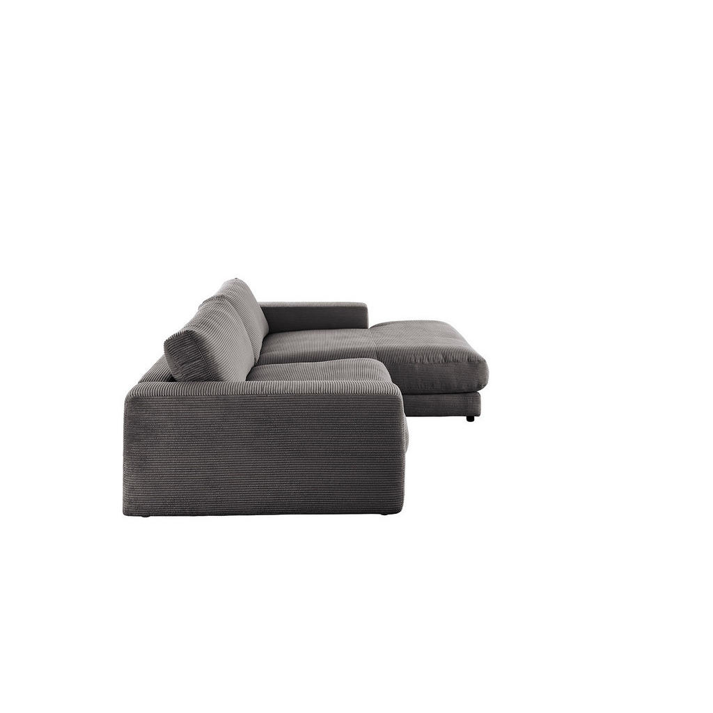Thumbnail - Kawola Ecksofa, Grau, Schwarz, Textil, Echtholz, 3-Sitzer, Füllung: Komfortschaum, Ottomane rechts, 270x190 cm, Wohnzimm...