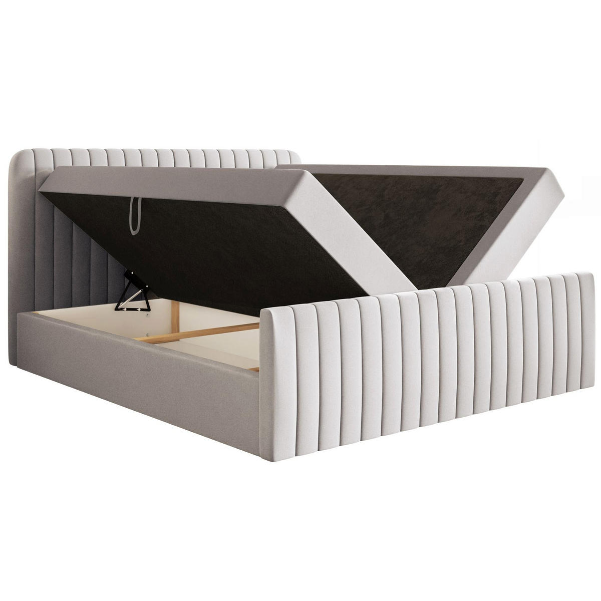 BOXBETT Saliano mit Topper und Chenille-Bezug Hellgrau, 200x200 cm - Hellgrau, Kunststoff/Textil (200/200cm) - Selsey