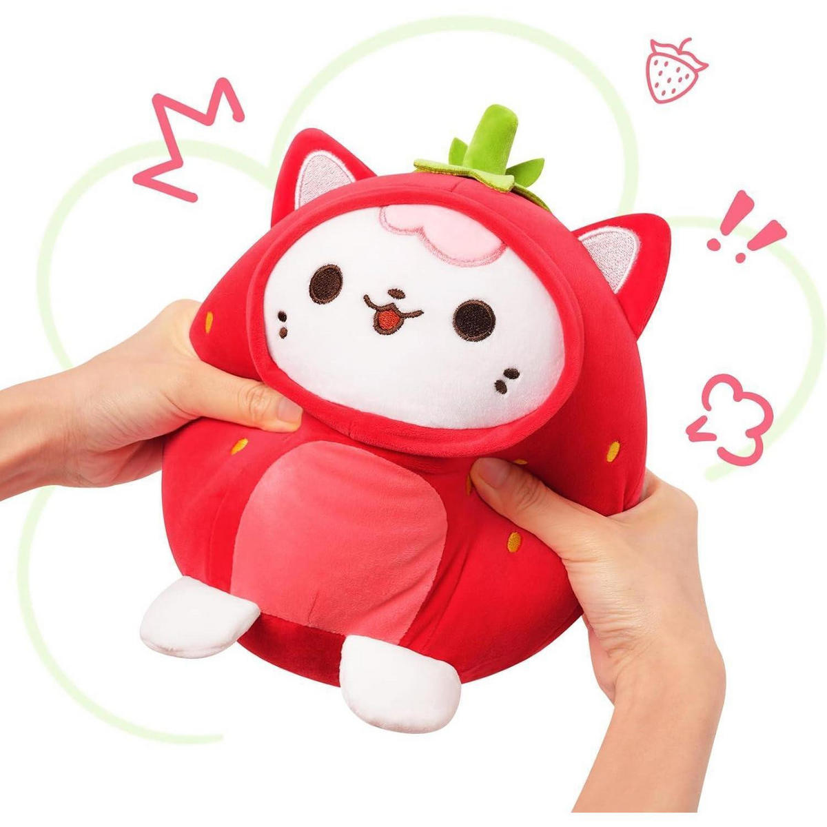 PLÜSCHTIER Katze Erdbeere 20 cm - Rot, Textil (20/20cm)