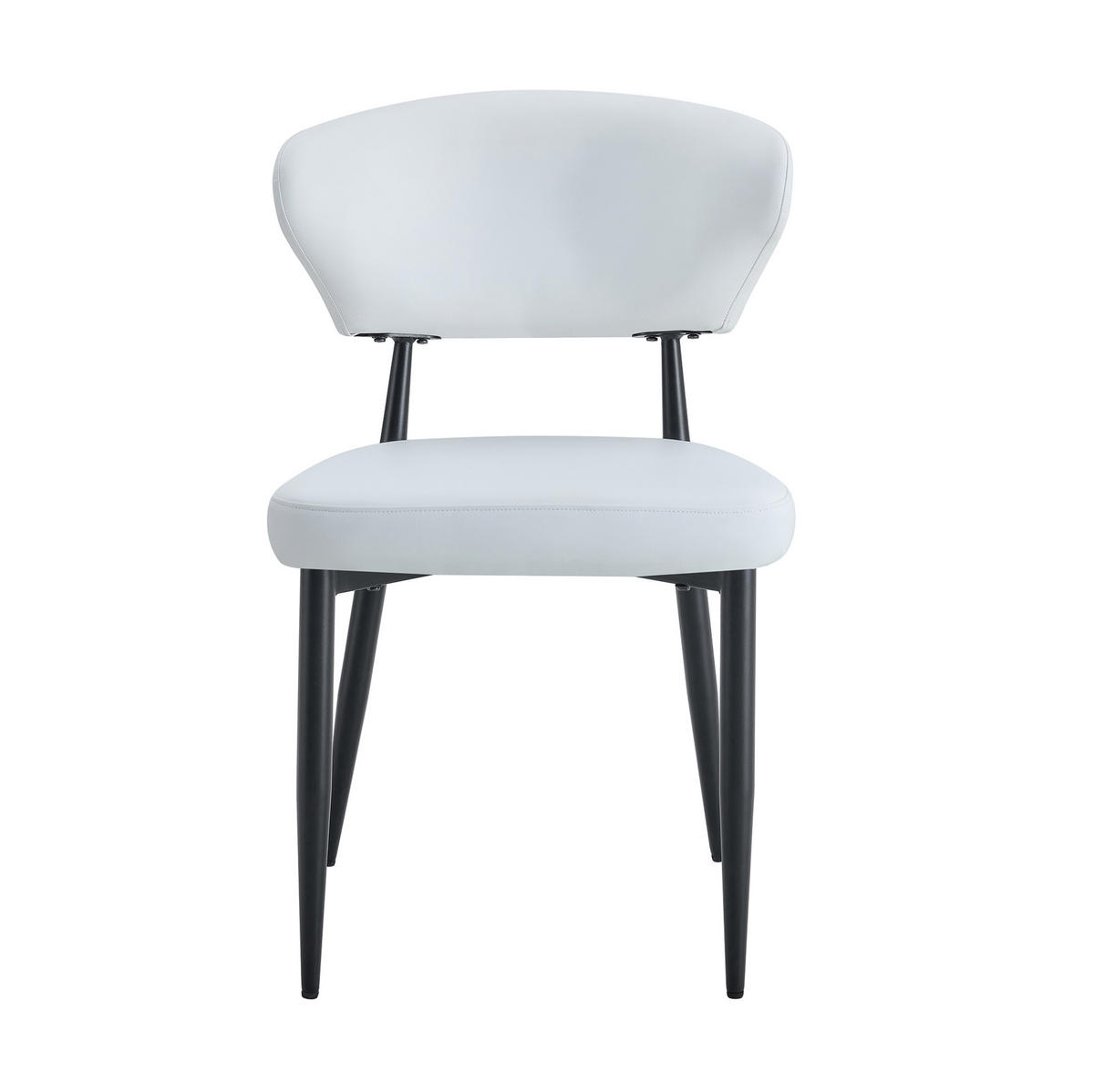 ESSZIMMERSTUHL ergonomisch 2er-Set Weiß mit schwarzen Metallbeinen - Weiß, Metall (45/80/50cm) - Meubliv