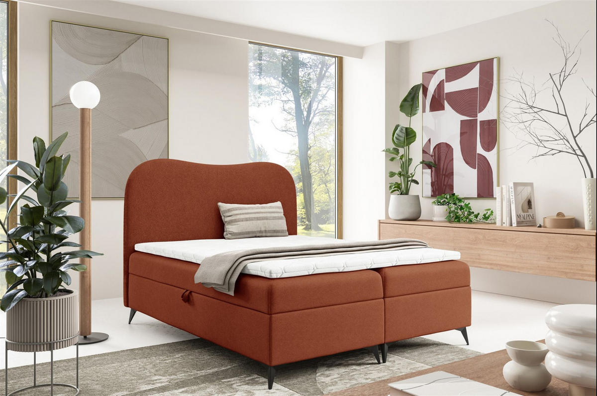 BOXBETT Blair Premium - Rotbraun, Holzwerkstoff/Textil (180/200cm) - Fun Möbel