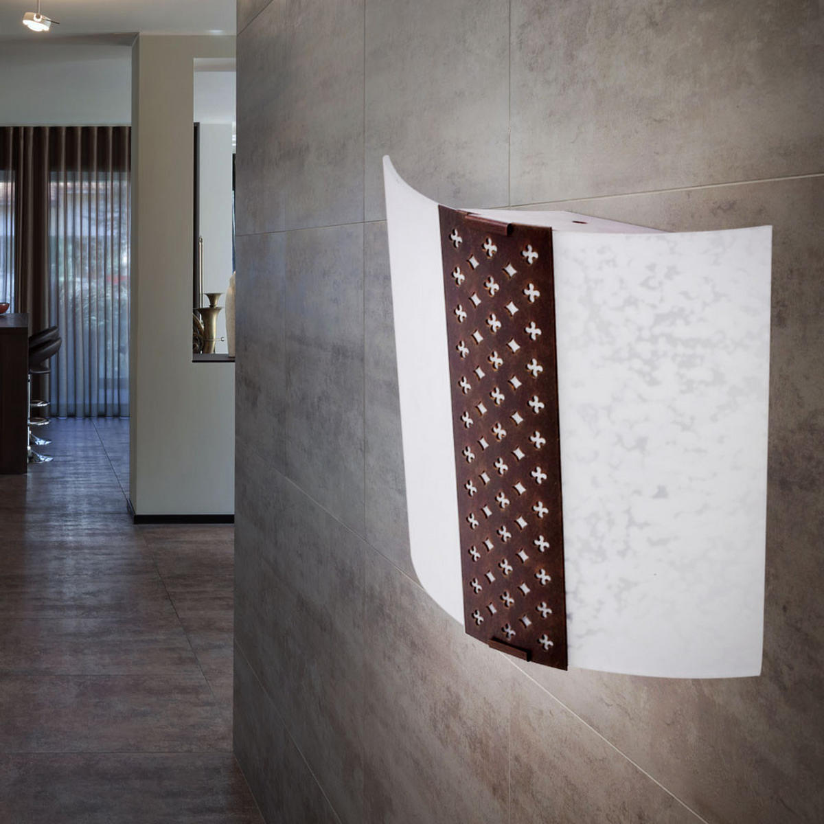 LED DECKENLEUCHTE SARAH Braun Metall Glas 2er Set - Braun, Glas (25.4/26.4/8.9cm)