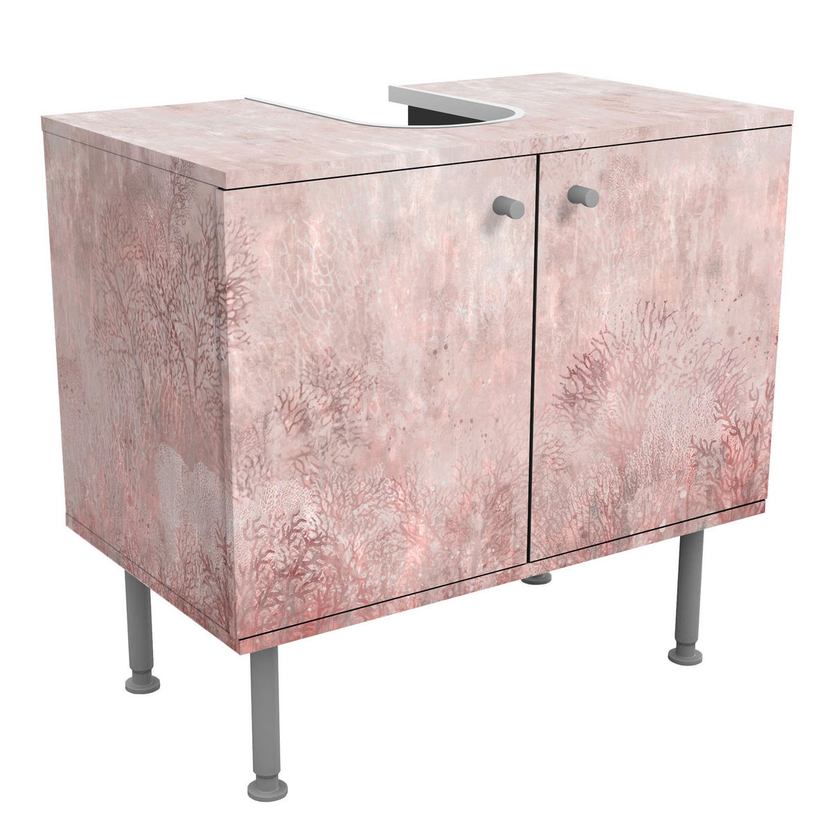 WASCHBECKENUNTERSCHRANK Rosa Korallengrund 60/55/35 cm - Rosa, Holzwerkstoff (60/55/35cm) - Bilderwelten