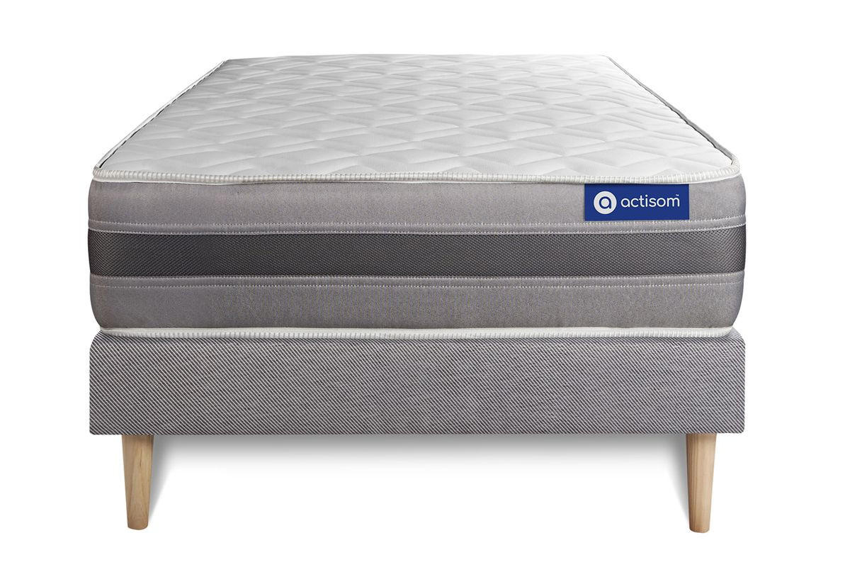 BETT Actimemo relax Memory-Schaum 90 x 190 cm h2 - Kit Bettgestell Grau - Beige/Grau, Karton/Holz (90/190cm) - ACTISOM