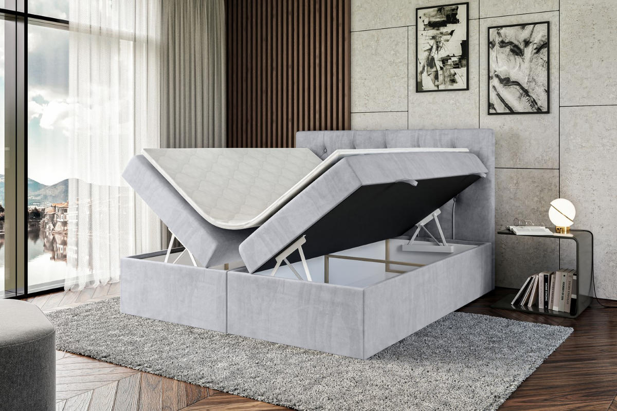BOXBETT mit Matratze H3 und Lattenrost - MIRAGE - 120x200 Hellgrau - Hellgrau, Holzwerkstoff (120/200cm) - ALTDECOR