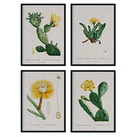 POSTER Set mit 4 gelber Pflanze aus dem Künstler Pierre Joseph Redouté A3 Rahmenlos - Klar, Papier (29.7/3cm) - Nacnic