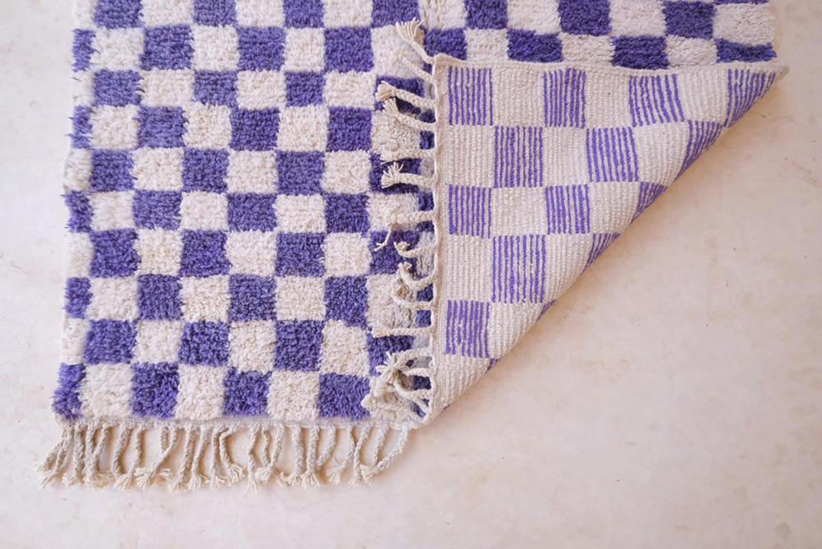 BERBERTEPPICH mit Karomuster aus Wolle 200x 300 cm - Lila, Naturmaterialien (200/300cm) - AFK Living