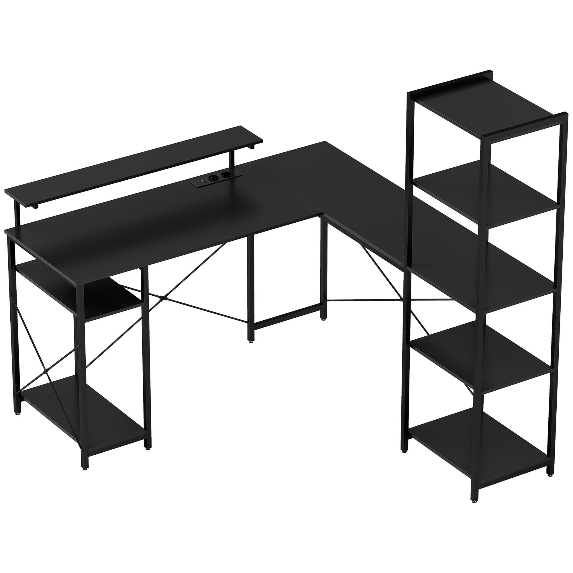 SCHREIBTISCH, L-förmiger Computertisch 137 x 140 x 139,5 cm Eckschreibtisch - Schwarz, Holzwerkstoff/Metall (137/140/139.5cm) - HOMCOM