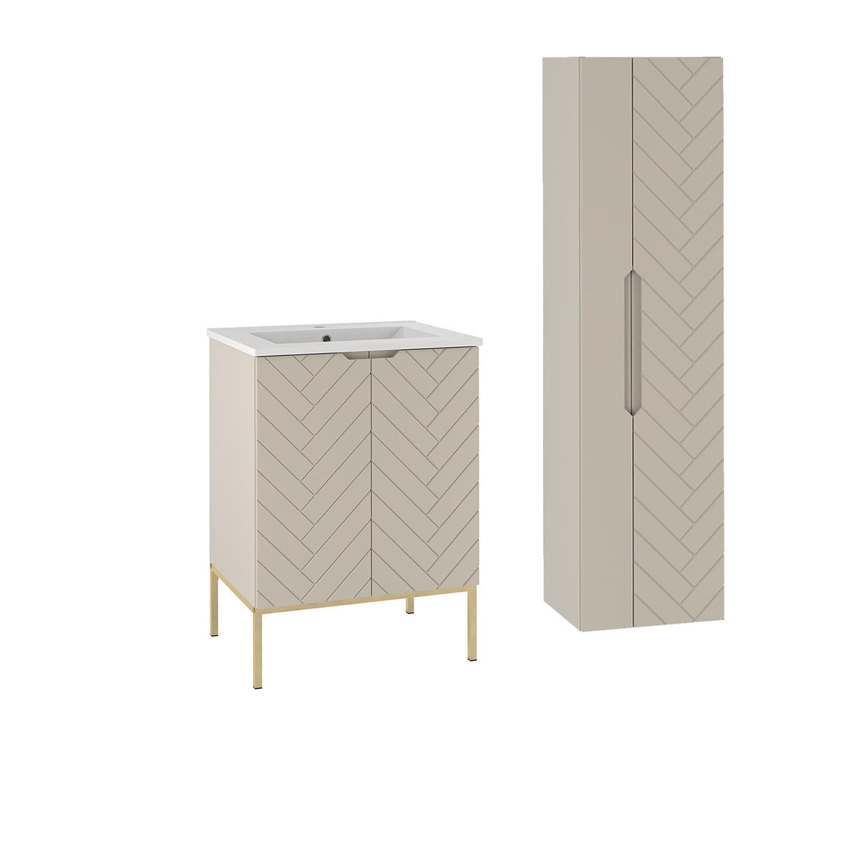 BADMÖBEL Daria 2er-Set Kaschmir - Beige, Holzwerkstoff (60/84/45.8cm) - Petits-meubles