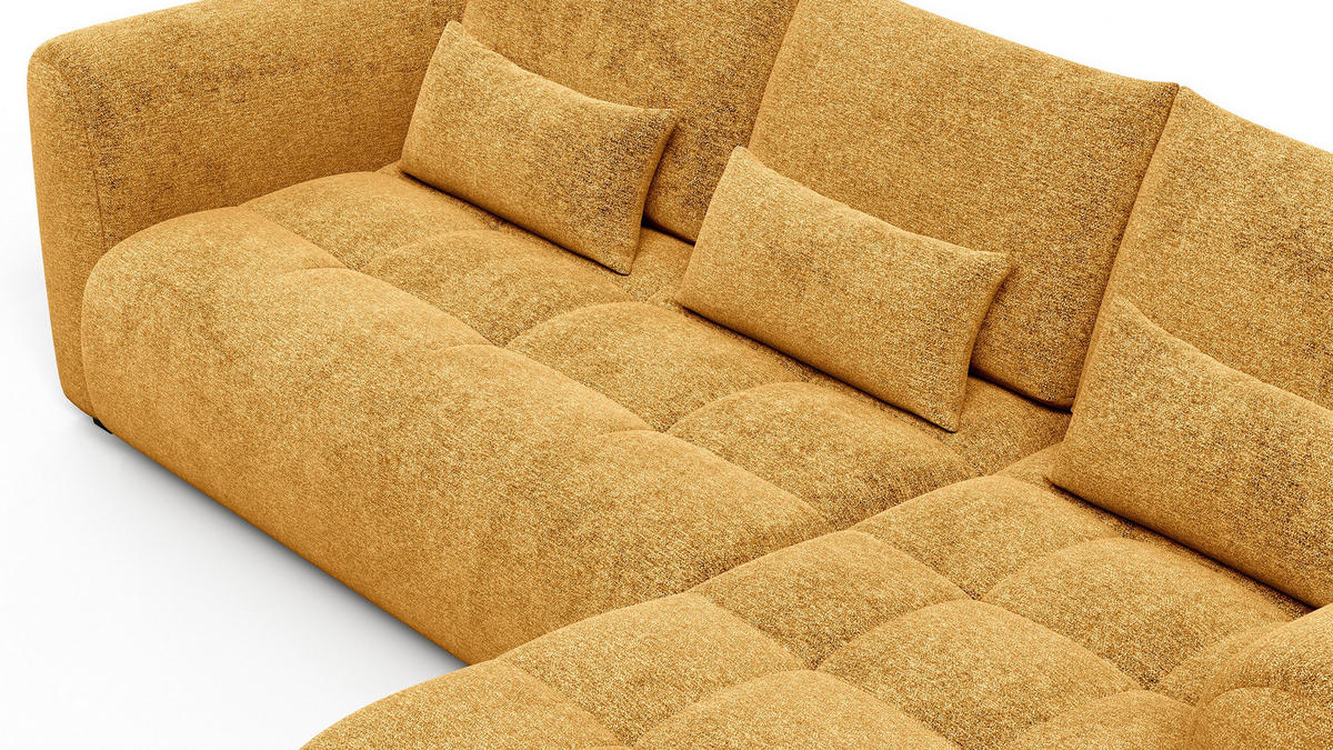 ECKSOFA SORENO 4-Sitzer, gelb - Gelb/Schwarz, Holz/Textil (293/171cm) - Courtois Laville