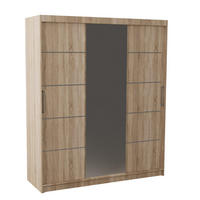 SCHWEBETÜRENSCHRANK RIETI 180/215/60 cm 3-türig mit Spiegel Sonoma Eiche - Sonoma Eiche, Holzwerkstoff (180/215/60cm) - MASSENO