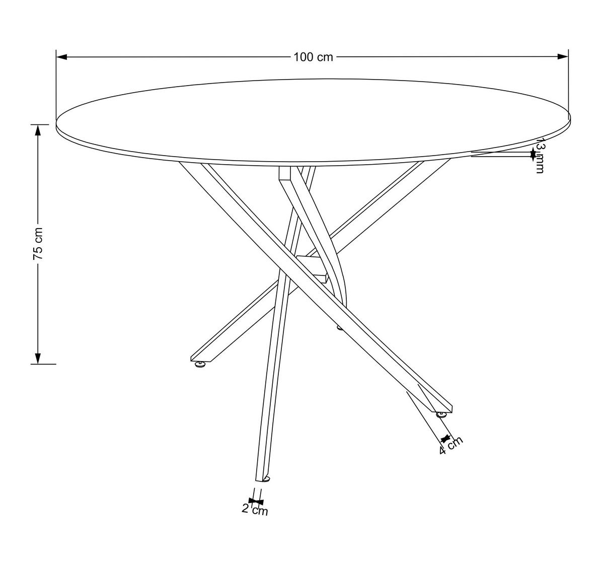 ESSTISCH Rund HAW-555 Marmor Weiß Gold Glas 100/75 cm - Goldfarben/Weiß, Glas/Metall (100/100/75cm) - designimpex