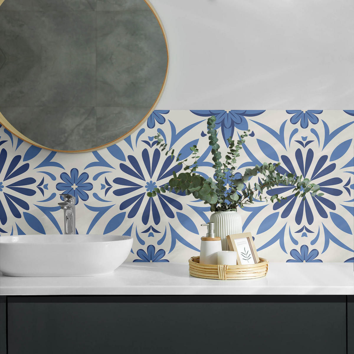 WANDPANEEL 100x50 cm selbstklebend Aeloria - Pastellblau, Kunststoff (50/1.6/100cm) - Wallfluent