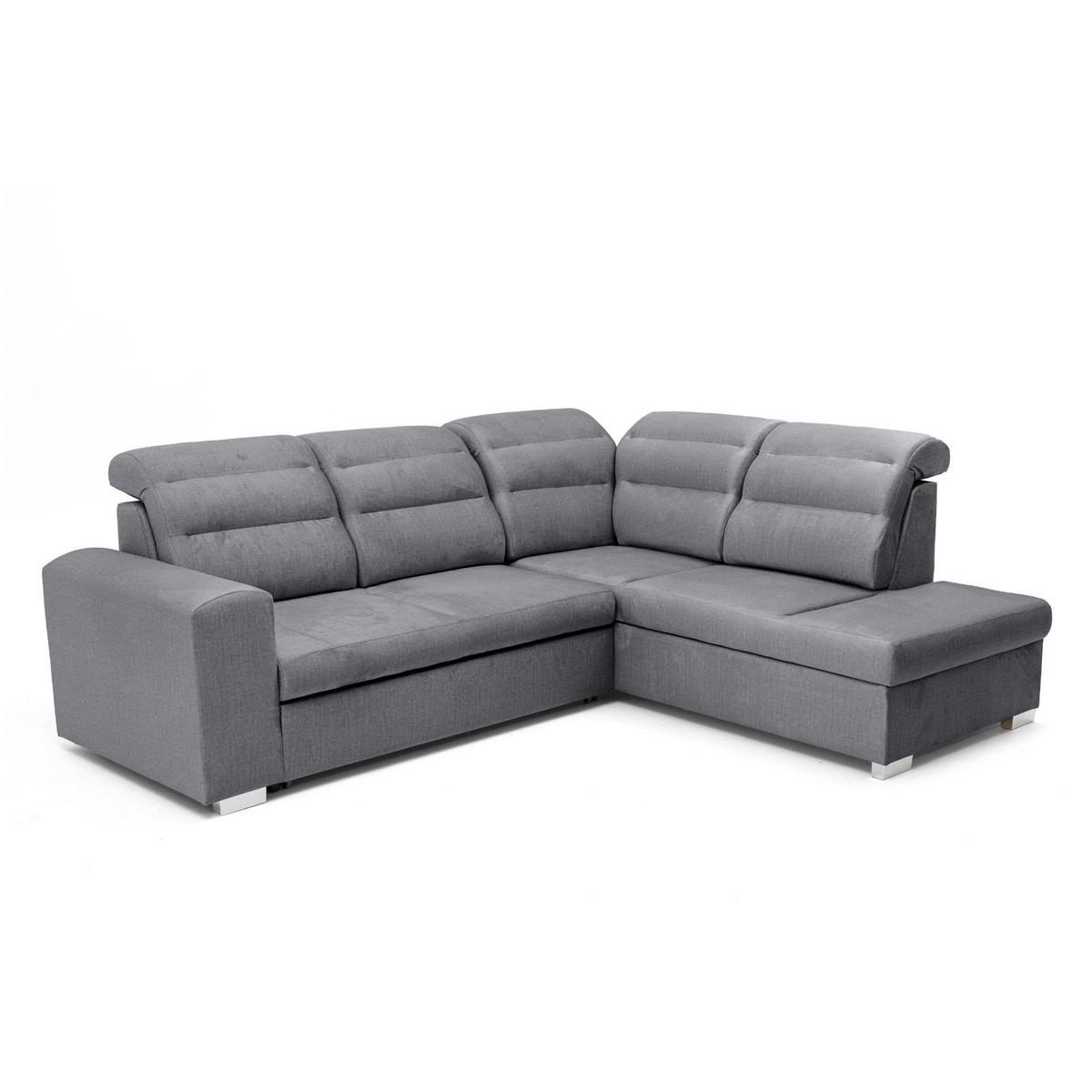 ECKSOFA CLOUD L Rechts mit Schlaffunktion 120x190 Velours Dunkelgrau - Chromfarben/Dunkelgrau, Holz/Kunststoff (260/202cm) - Muffo
