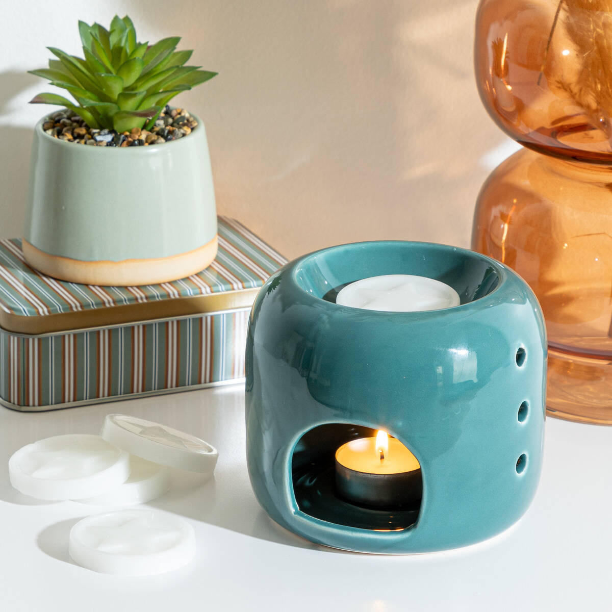 DUFTLAMPE Keramik - Blau, Keramik (12/10/12cm) - Atmosphera Createur d´interieur