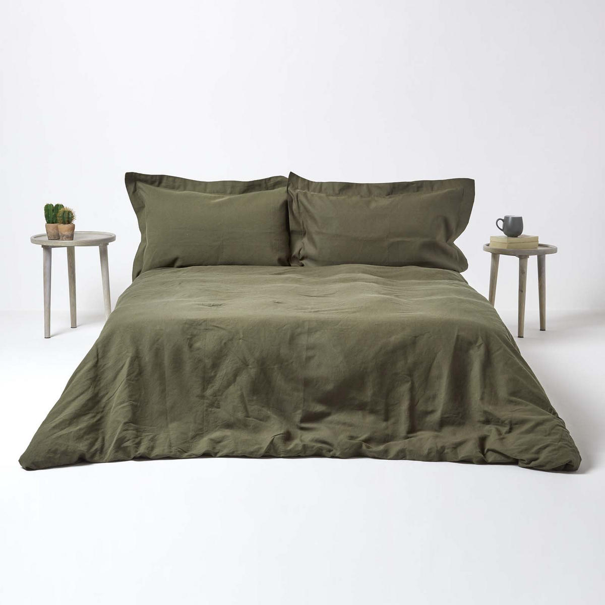 KISSENBEZUG Leinen mit Stehsaum - Olivgrün, Textil (48/74cm) - Homescapes
