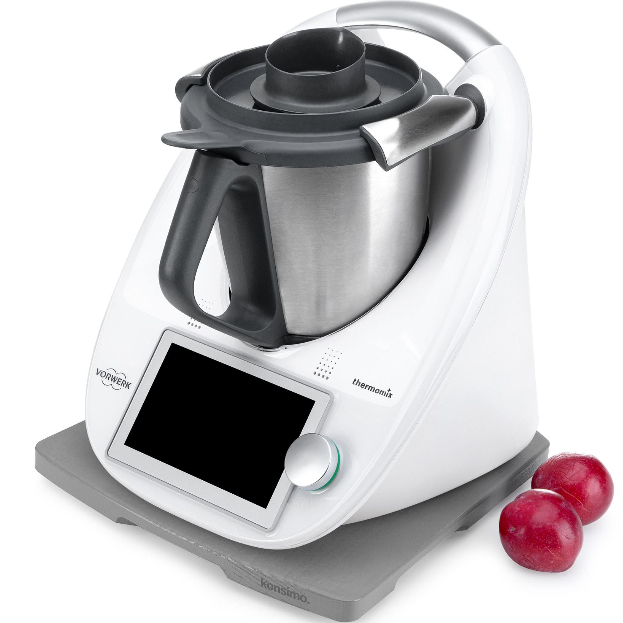 TOPFUNTERSETZER Gleitbrett COQUERE für Thermomix TM5 und TM6 - Grau, Holz (32/35cm) - KONSIMO®
