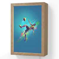 NÁSTĚNNÁ LAMPA Fotbalista - Stříkající barva - Barevné - Míč 20x30 cm - modrá, kompozitní dřevo (20/30/8cm) - OnlyWow