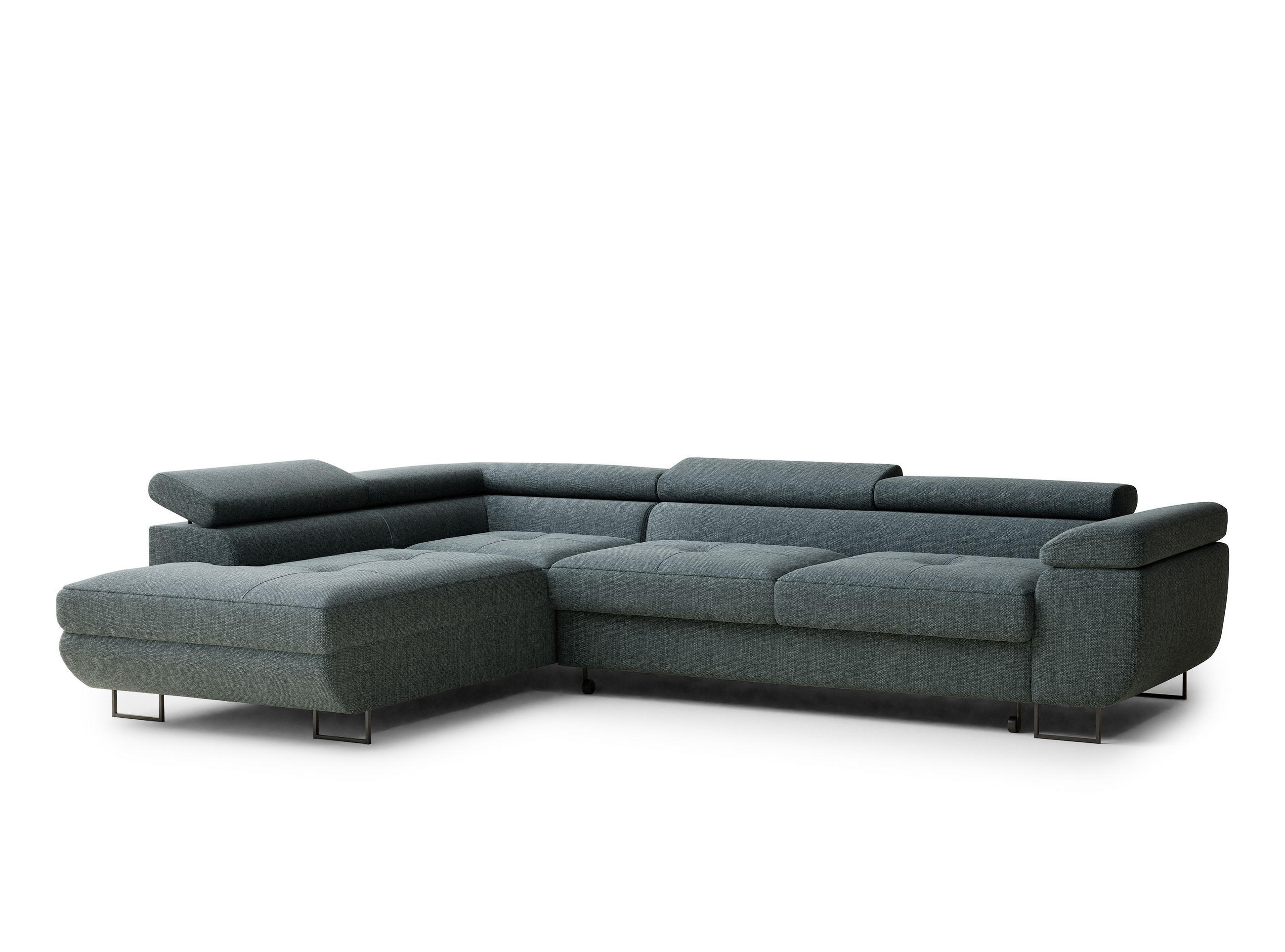 ECKSOFA Concord Blau Webstoff - Links Seite - Blau/Schwarz, Holz/Holzwerkstoff (203/277cm) - Maison de Reve
