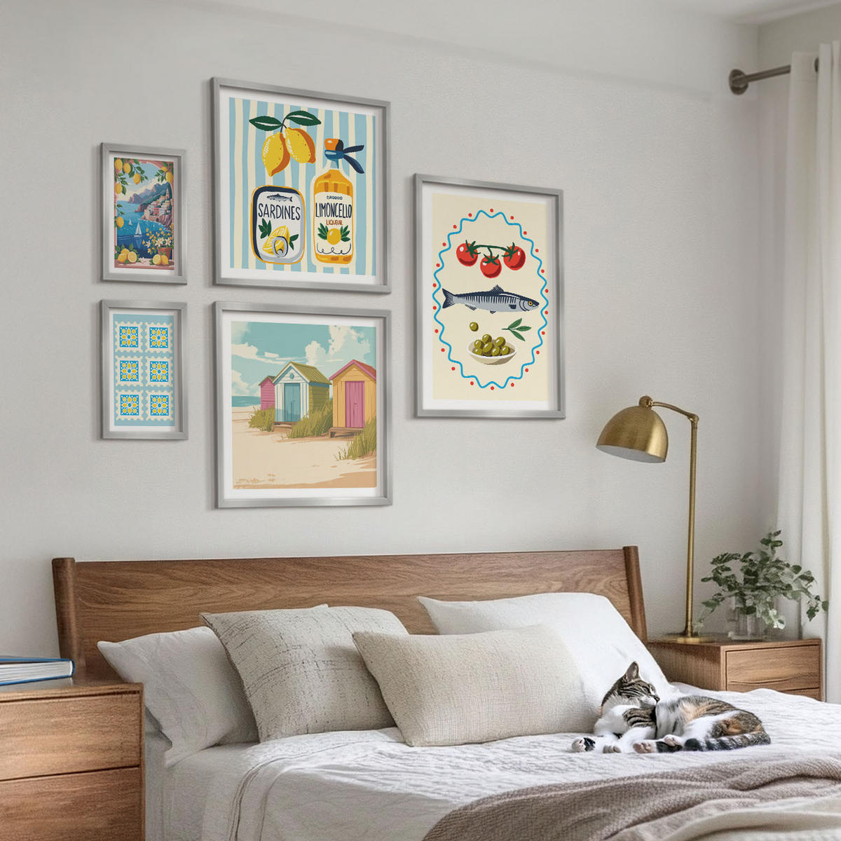 BILDER SET 5er Set - 50x50 cm & 20x30 cm & 40x60 cm Silberner Rahmen - Blumenwein Mailand Paris - Silberfarben, Kunststoff (40/60cm) - TULUP