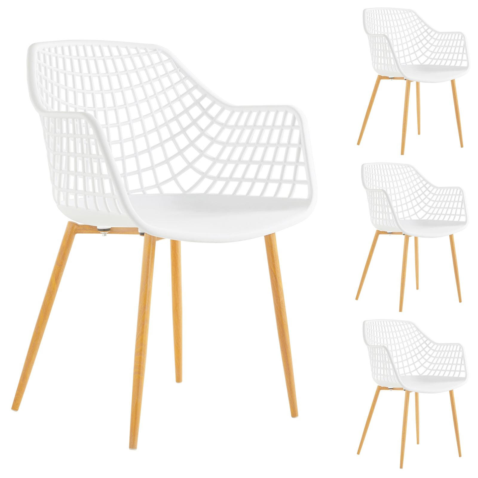 ESSZIMMERSTÜHLE LUCIA 4ER-SET - Weiß/Sonoma Eiche, Textil (58/85/55cm) - IDIMEX