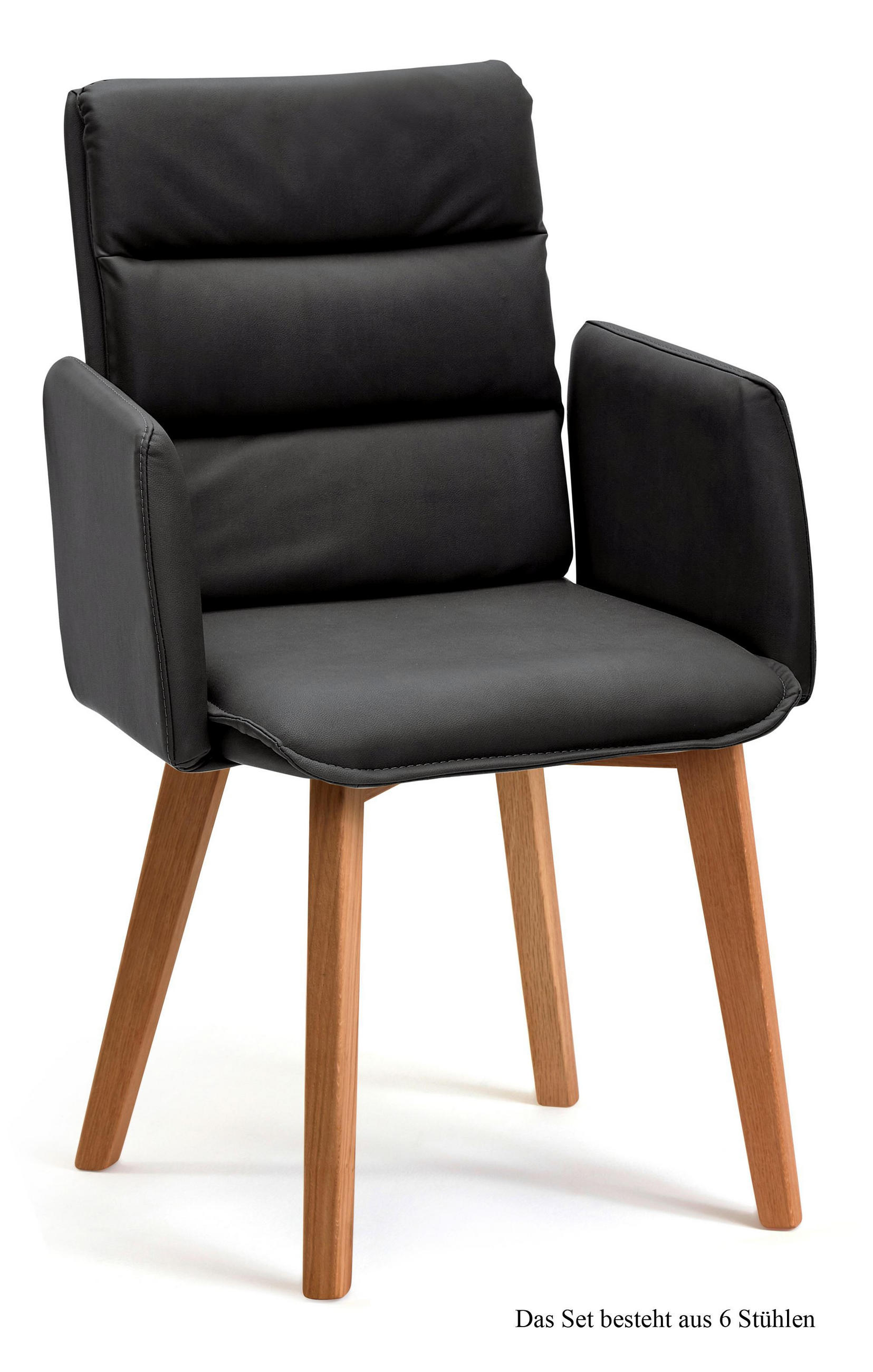 ARMLEHNSTUHL (6er-Set) Daritsa 52x92x60 Eiche geölt/Anthrazit - Eichefarben/Anthrazit, Kunststoff (60/92/52cm) - 58aufmkessel