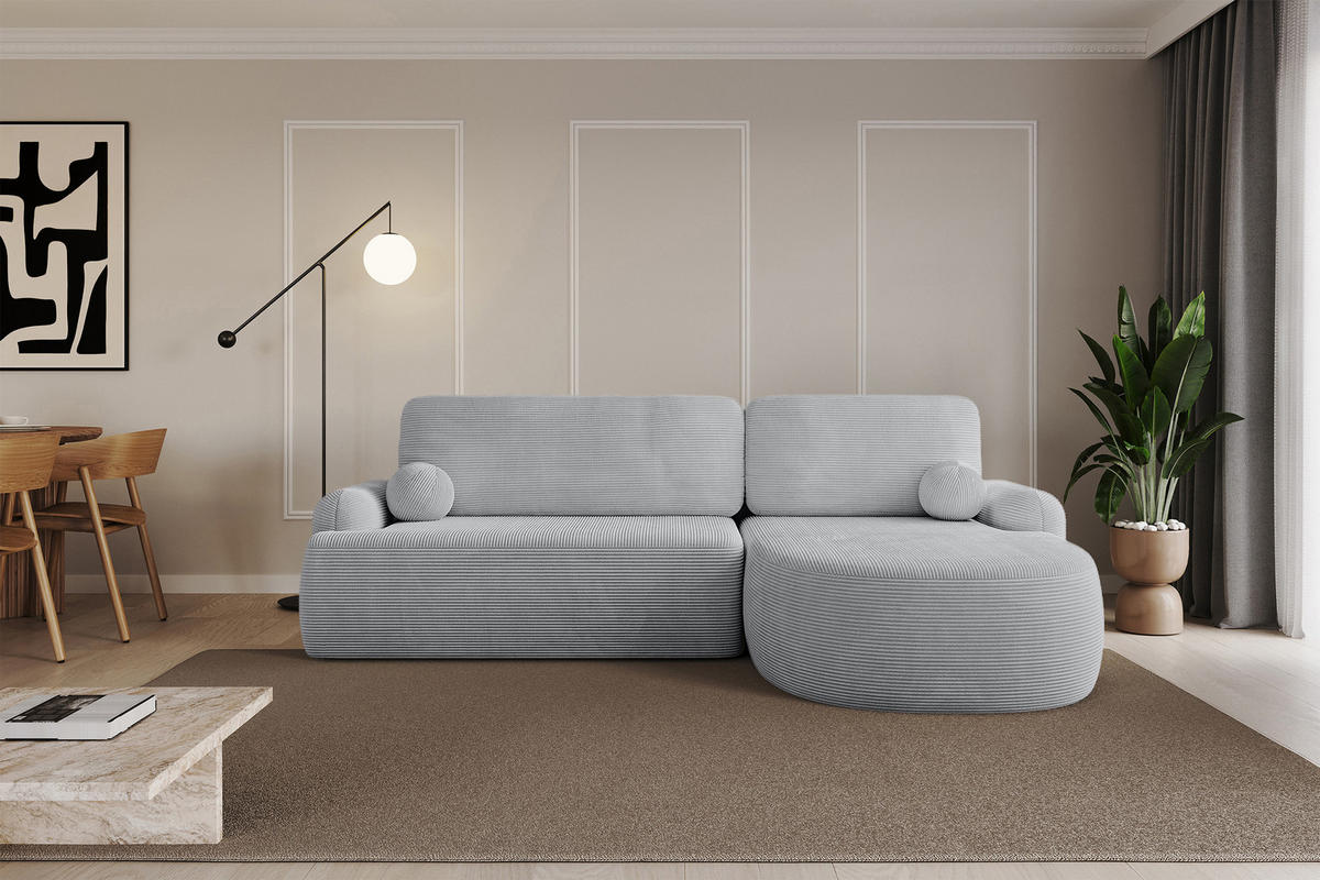 ECKSOFA mit Schlaffunktion und Bettkasten LIRA-L - 264x172x89 Grau - Grau, Holzwerkstoff/Textil (172/264cm) - ALTDECOR